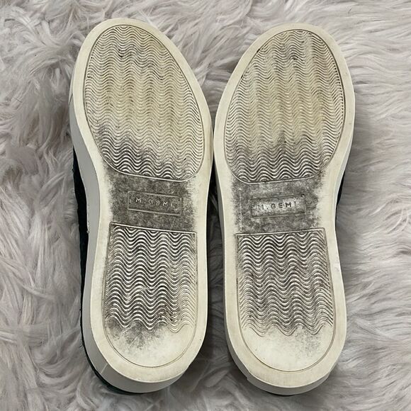 M Gemi Cercio Green Leather Basket Weave Slip On Sneaker Sz 37 1/2 - Picture 13 of 16